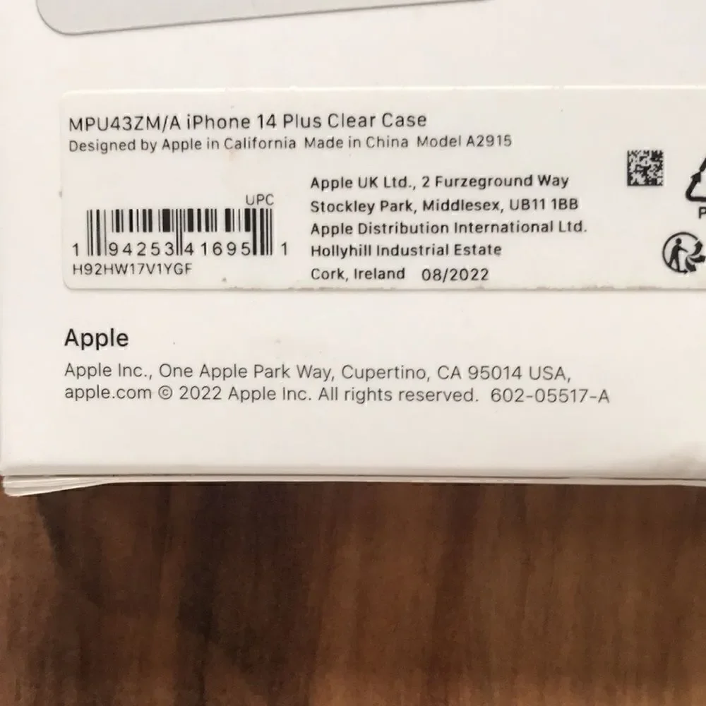 NEW Apple IPhone 14 Plus Clear Case